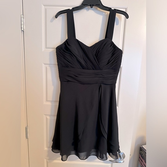 Knee Length Little Black Dress (LBD) Fit and Flare - Thick Straps - Picture 1 of 8